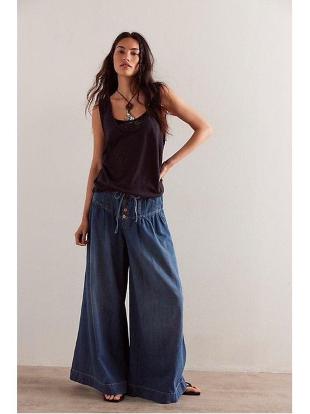 Free People We The Free Forget Me Knot Pull-On Jeans Blue Size M